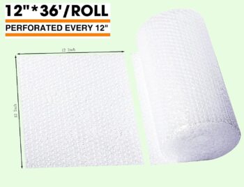 MR011902 Lot de 2 rouleaux de papier à bulles faciles à déchirer, plus épais et durables pour l'emballage, livraison et déménagement, perforés tous les 30,5 cm x 30,5 cm au total (blanc), MR011902 – Image 2